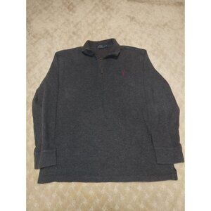 Polo Ralph Lauren Men's XL Quarter Zip Sweater Dark Grey 100% Cotton Pullover